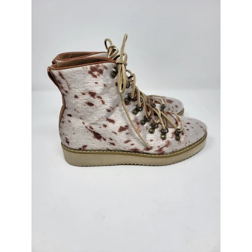 Free People Farylrobin Joplin Vegan Cowhide Leather Lace Up Ankle Boots‎ Size 7